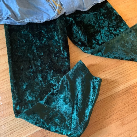 Fall Denim Button Down Shirt and Velvet Leggings - Picture 4 of 6